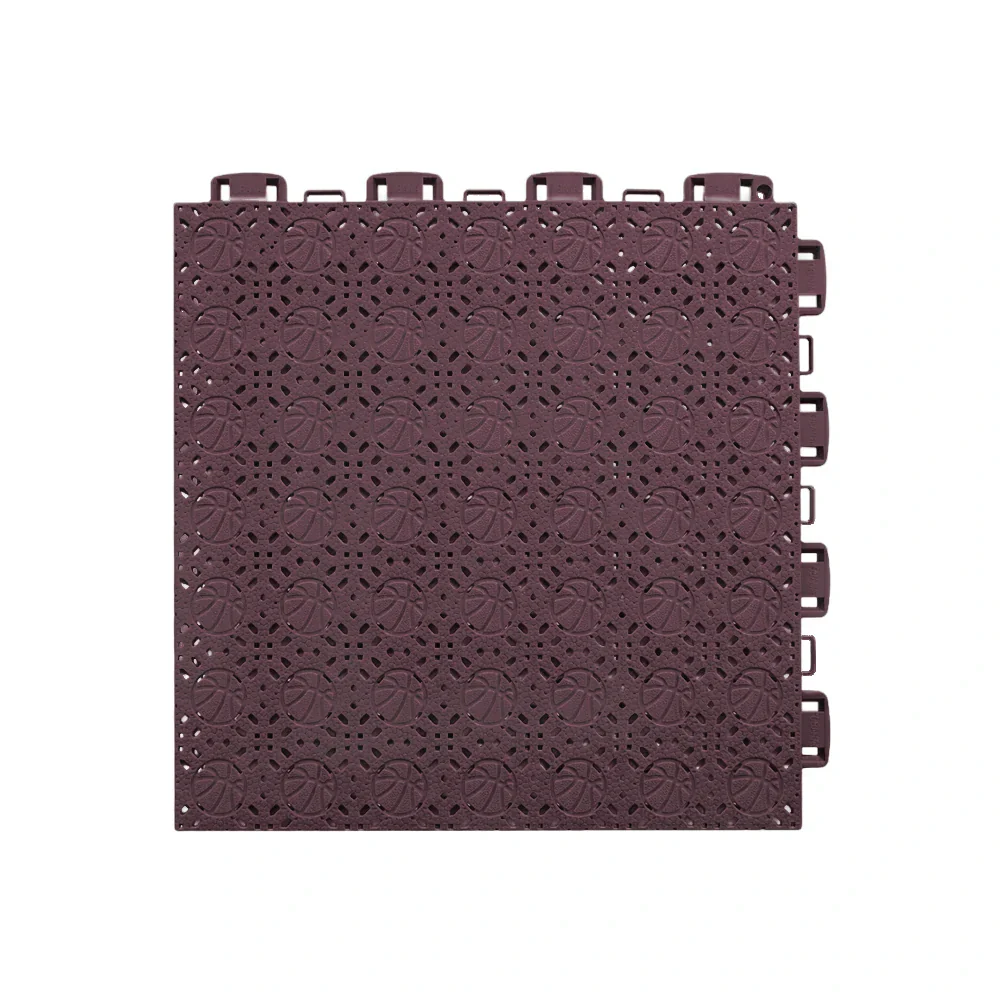 DUNK MASTER Interlocking Sports Floor Tiles - Anti-Slip Shock Absorbing Modular Court Flooring 10/20/30 Square Meters Basketball Court Outdoor Use - Coffee