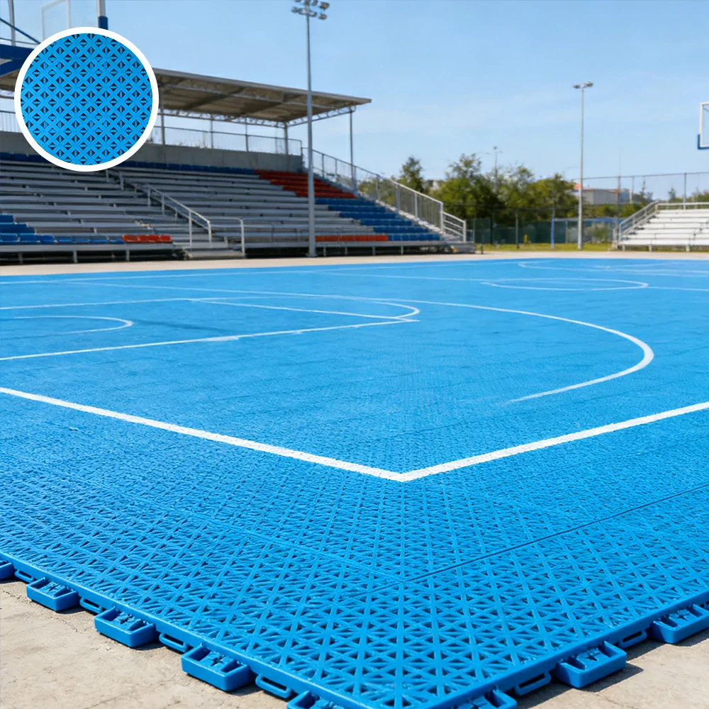 DUNK MASTER Outdoor Interlocking Sports Floor Tiles Anti-Slip Shock Absorbing Basketball Court Flooring 10/20/30 Square Meters - Blue - Image 4