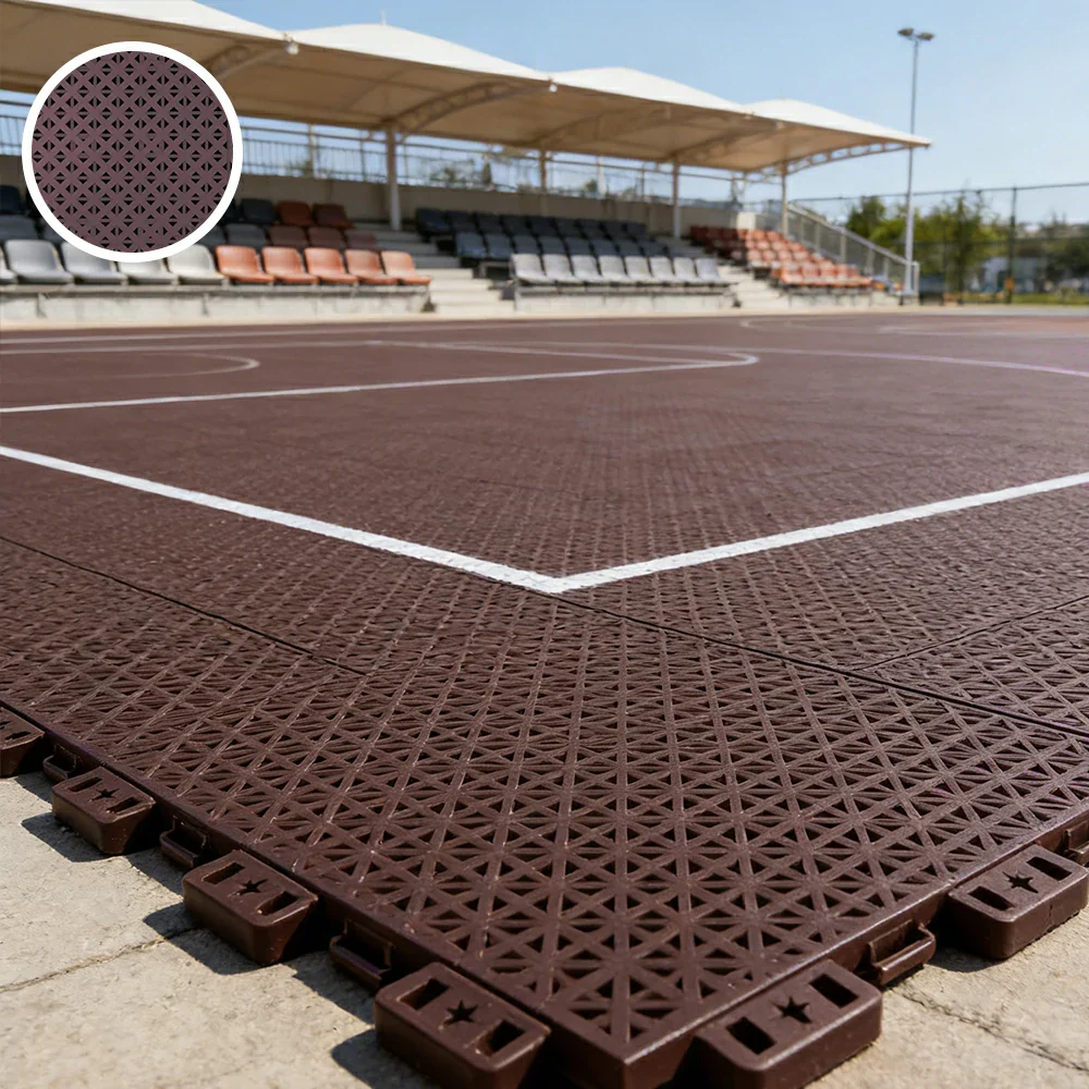 DUNK MASTER Outdoor Interlocking Sports Floor Tiles Anti-Slip Shock Absorbing Basketball Court Flooring 10/20/30 Square Meters - Coffee - Image 2