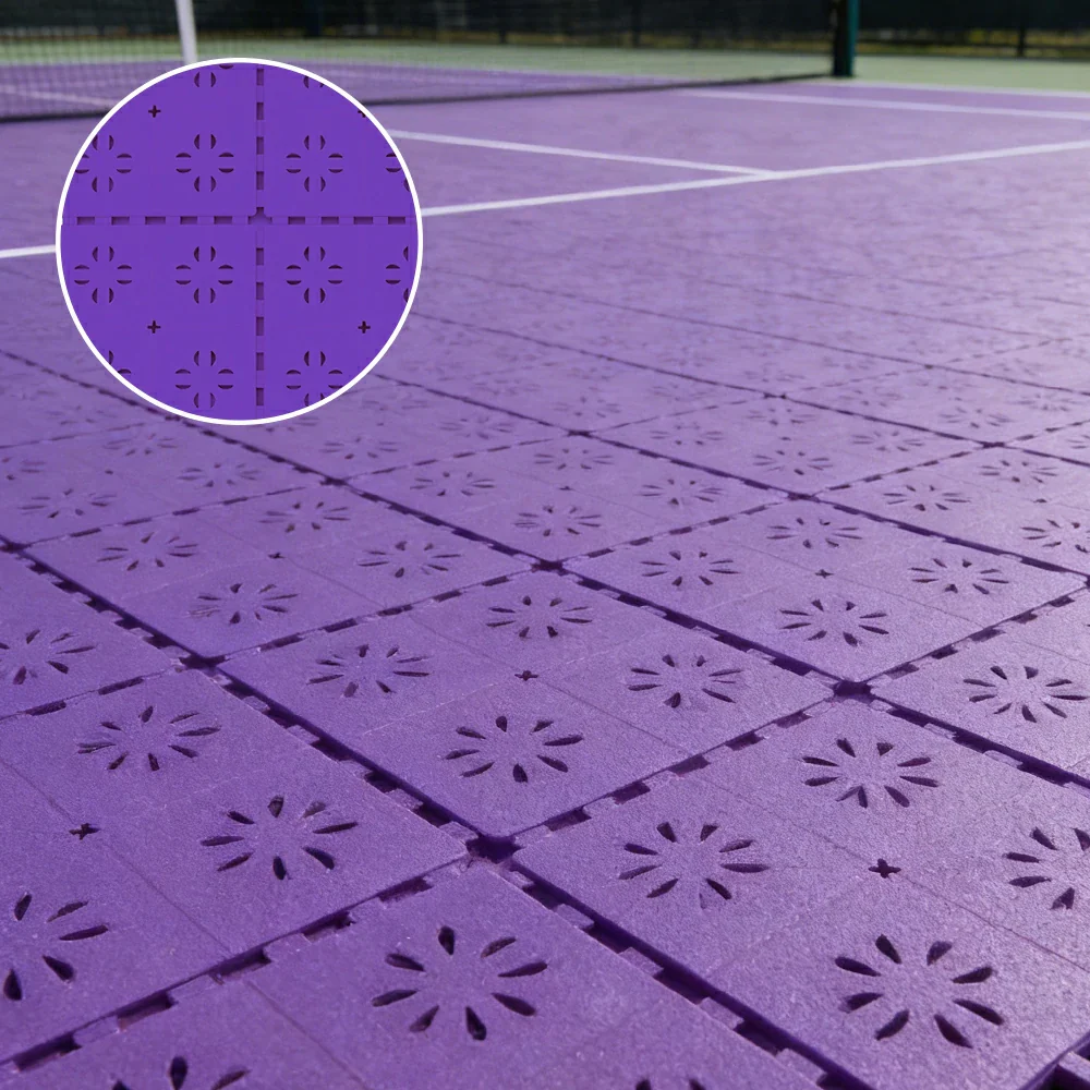 DUNK MASTER Outdoor Interlocking Sports Floor Tiles Anti-Slip Shock Absorbing Basketball Court Flooring 10/20/30 Square Meters - Purple - Image 2