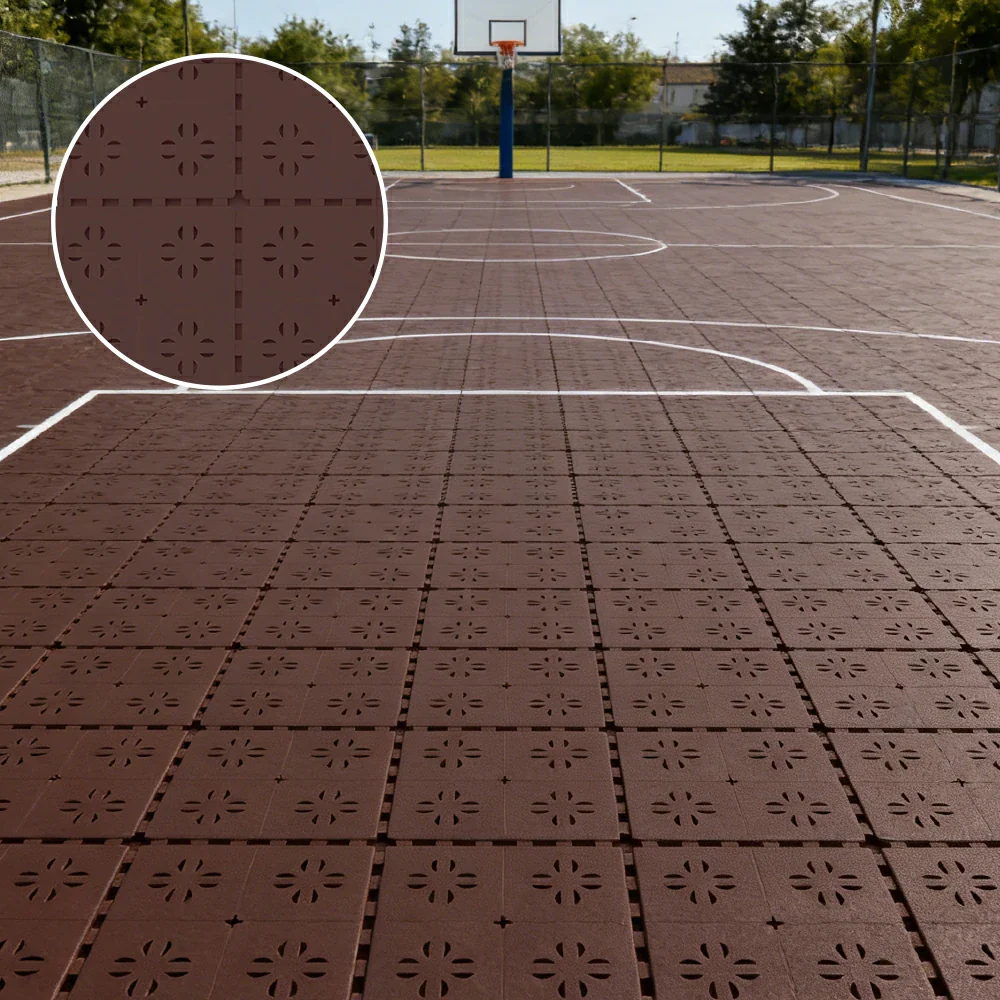 DUNK MASTER Outdoor Interlocking Sports Floor Tiles Anti-Slip Shock Absorbing Basketball Court Flooring 10/20/30 Square Meters - Coffee - Image 2