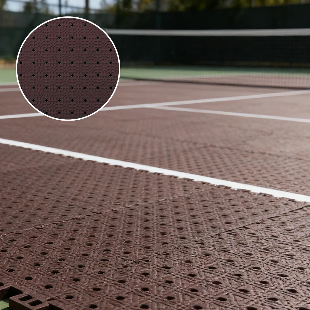 DUNK MASTER Outdoor Interlocking Sports Floor Tiles Anti-Slip Shock Absorbing Basketball Court Flooring 10/20/30 Square Meters - Coffee - Image 4