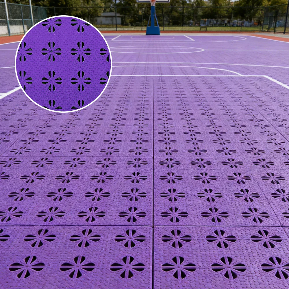 DUNK MASTER Interlocking Sports Court Tiles Anti-Slip Cushioning Drainage Flooring 10/20/30sqm Basketball Court Playground - Purple - Image 4