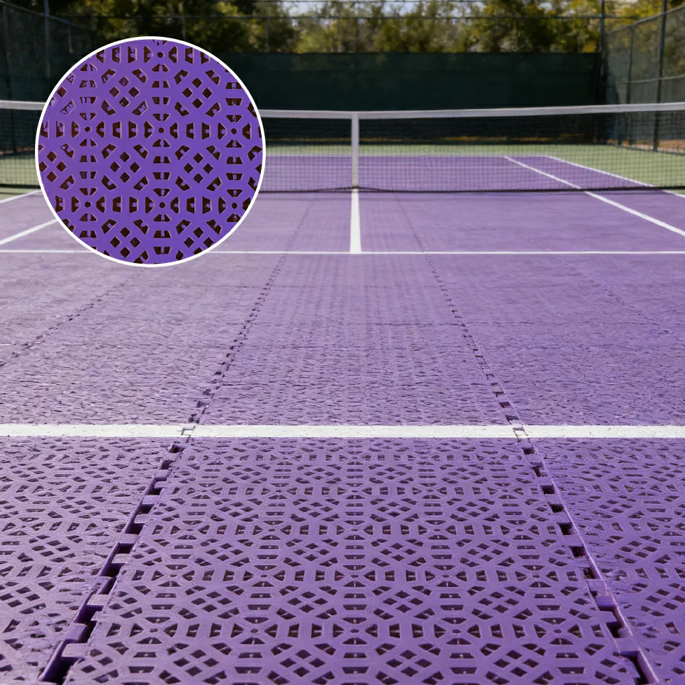DUNK MASTER Interlocking Sports Floor Tiles - Anti-Slip Grid Pattern Court Flooring 25cm Modular Tiles for Basketball Courts 10/20/30 Square Meters - Purple - Image 4