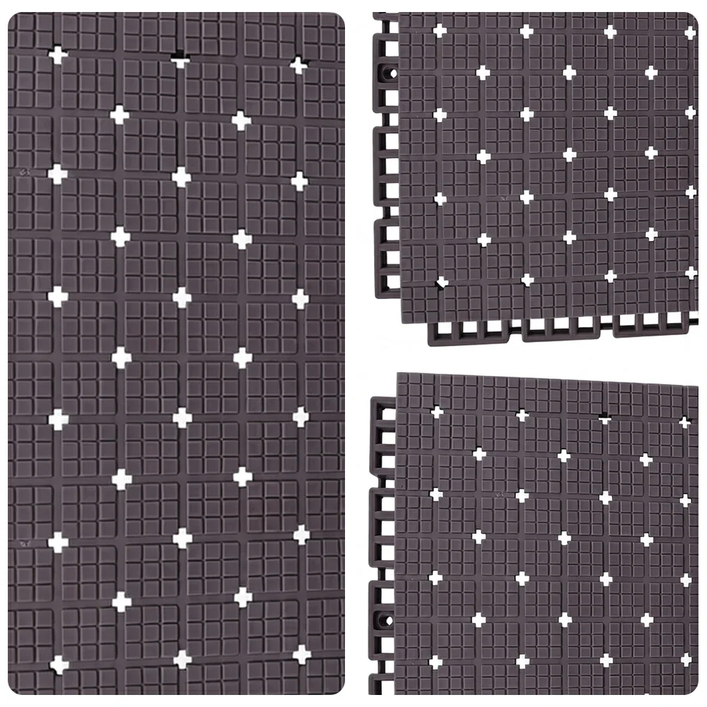 DUNK MASTER Interlocking Sports Flooring Tiles Anti-Slip Shock Absorbing Court Flooring 25cm Modular Tiles 10/20/30sqm Basketball Court Playground - Coffee - Image 3