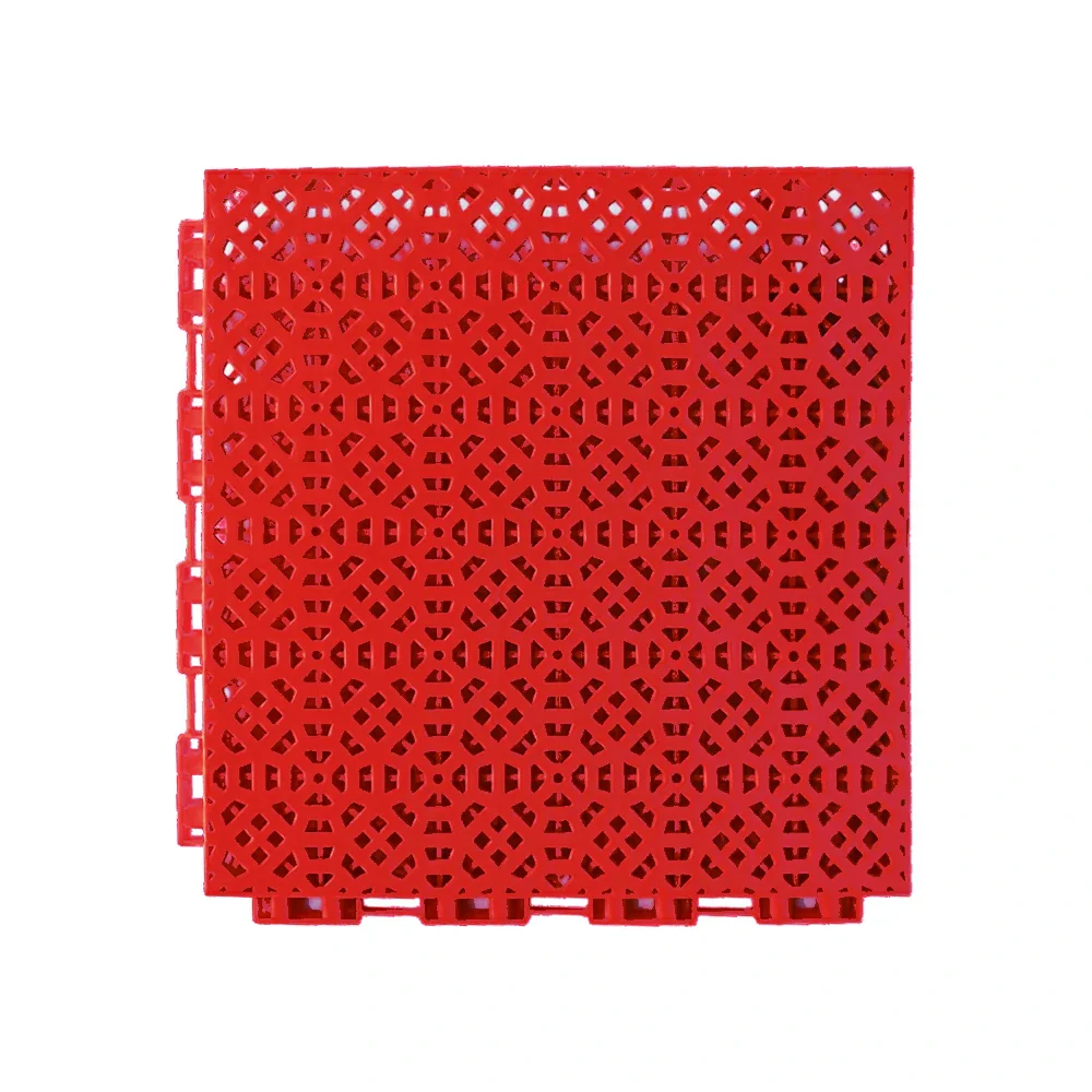 DUNK MASTER Interlocking Sports Floor Tiles - Anti-Slip Grid Pattern Court Flooring 25cm Modular Tiles for Basketball Courts 10/20/30 Square Meters - Red