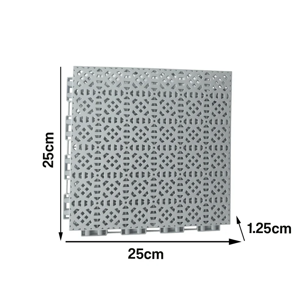 DUNK MASTER Interlocking Sports Floor Tiles - Anti-Slip Grid Pattern Court Flooring 25cm Modular Tiles for Basketball Courts 10/20/30 Square Meters - Light Grey - Image 5
