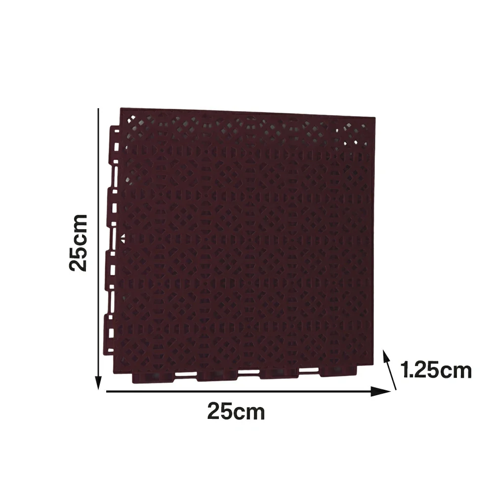 DUNK MASTER Interlocking Sports Floor Tiles - Anti-Slip Grid Pattern Court Flooring 25cm Modular Tiles for Basketball Courts 10/20/30 Square Meters - Coffee - Image 5