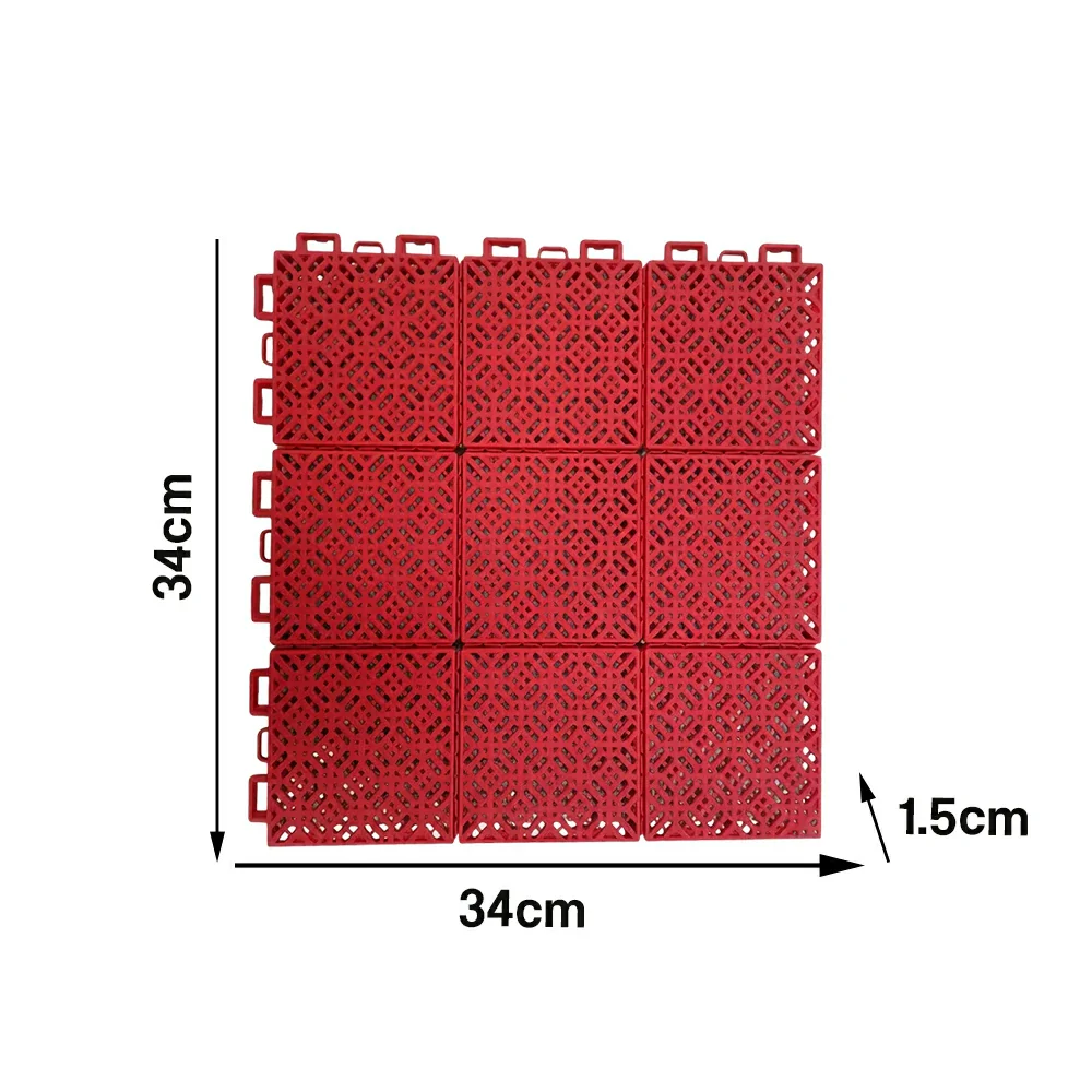 DUNK MASTER Interlocking Sports Floor Tiles - Soft Connection Anti-Slip Court Flooring 34cm Modular Tiles for Basketball Courts 10/20/30 Square Meters - Red - Image 5