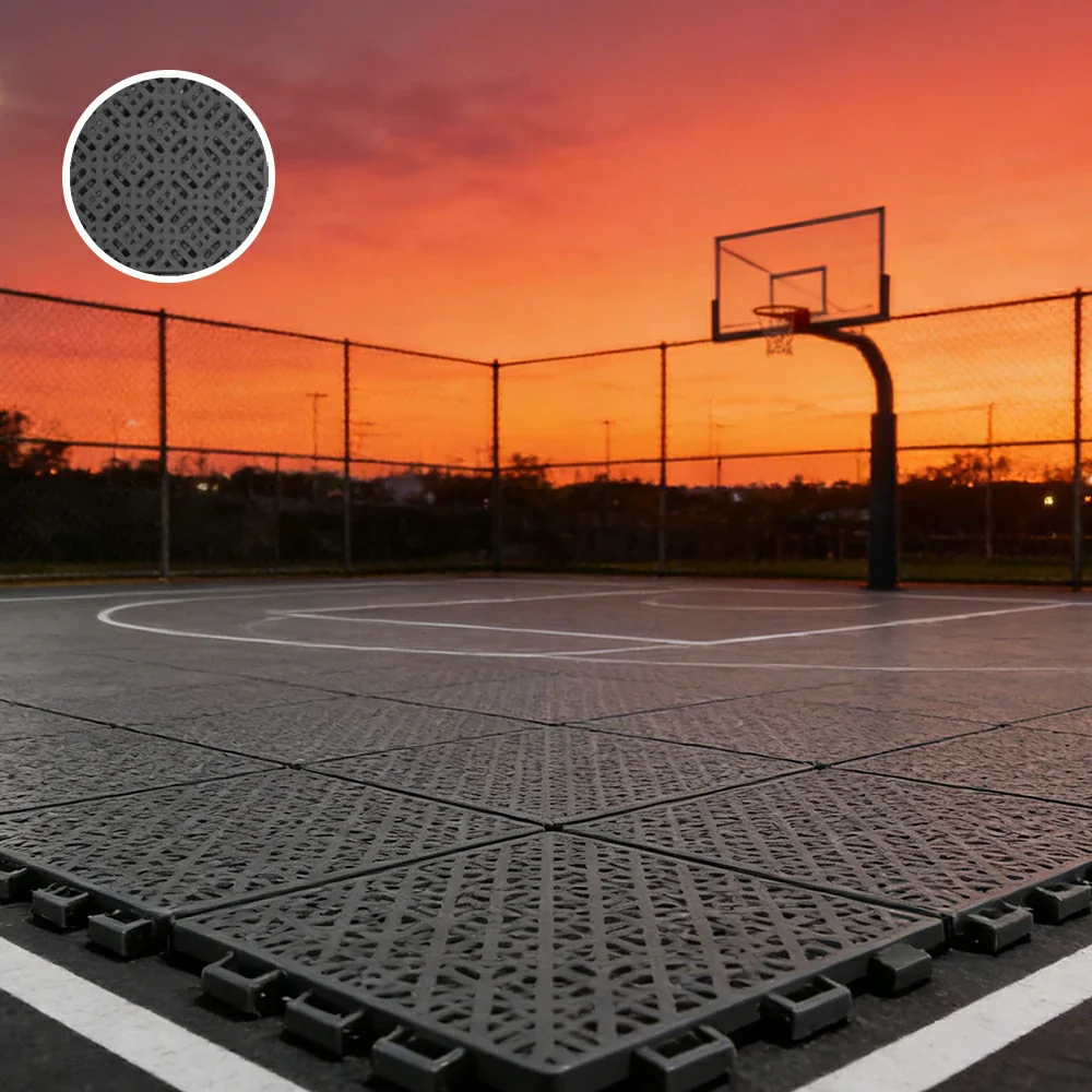 DUNK MASTER Interlocking Sports Floor Tiles - Soft Connection Anti-Slip Court Flooring 34cm Modular Tiles for Basketball Courts 10/20/30 Square Meters - Dark Grey - Image 4