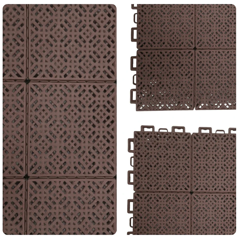 DUNK MASTER Interlocking Sports Floor Tiles - Soft Connection Anti-Slip Court Flooring 34cm Modular Tiles for Basketball Courts 10/20/30 Square Meters - Coffee - Image 3