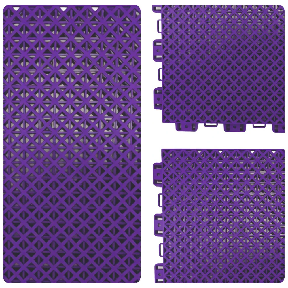 DUNK MASTER Interlocking Sports Floor Tiles - Bamboo Pattern Anti-Slip Court Flooring Modular Tiles for Basketball Courts 10/20/30 Square Meters - Purple - Image 3