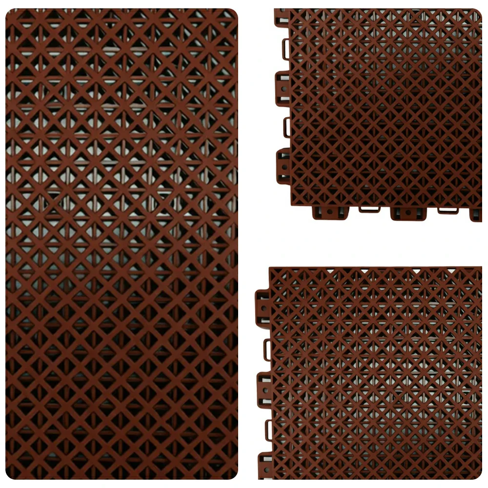 DUNK MASTER Interlocking Sports Floor Tiles - Bamboo Pattern Anti-Slip Court Flooring Modular Tiles for Basketball Courts 10/20/30 Square Meters - Coffee - Image 3