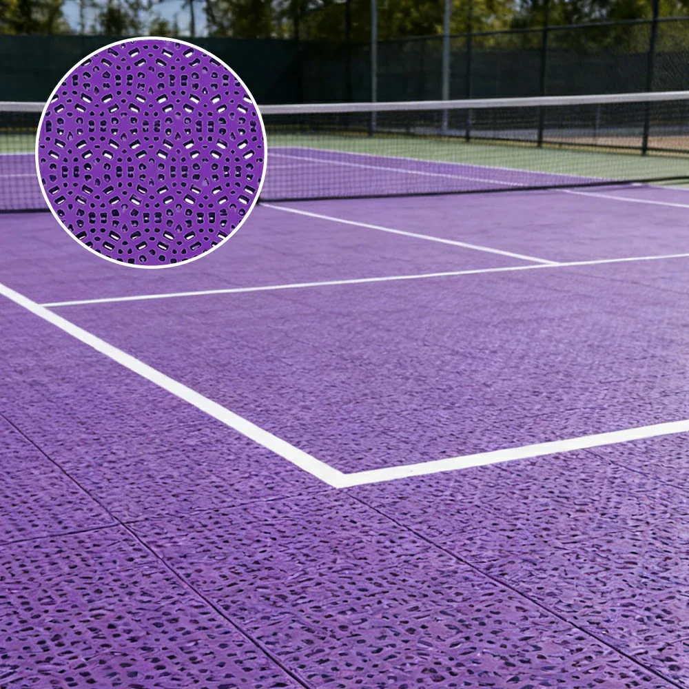 DUNK MASTER Interlocking Sports Floor Tiles - Anti-Slip Shock Absorbing Modular Court Flooring for Basketball Courts 10/20/30 Square Meters - Purple - Image 4