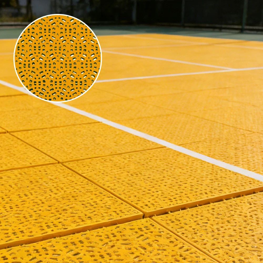 DUNK MASTER Interlocking Sports Floor Tiles - Anti-Slip Shock Absorbing Modular Court Flooring for Basketball Courts 10/20/30 Square Meters - Yellow - Image 4