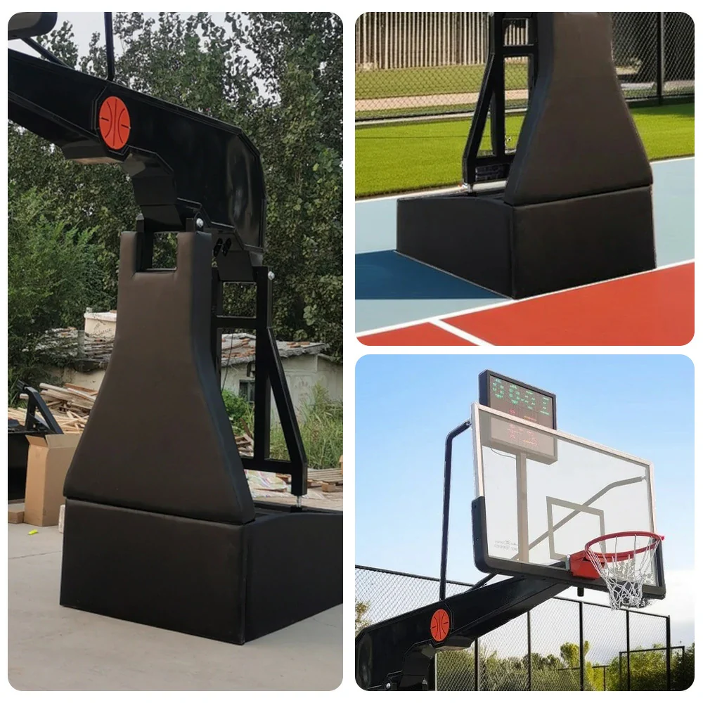 DUNK MASTER Basketball Hoops - Electric Lift, 12mm Tempered Glass Backboard, 3.05m Rim, Court-Grade Design with Triple-Spring Rim & Safety Padding - Image 3