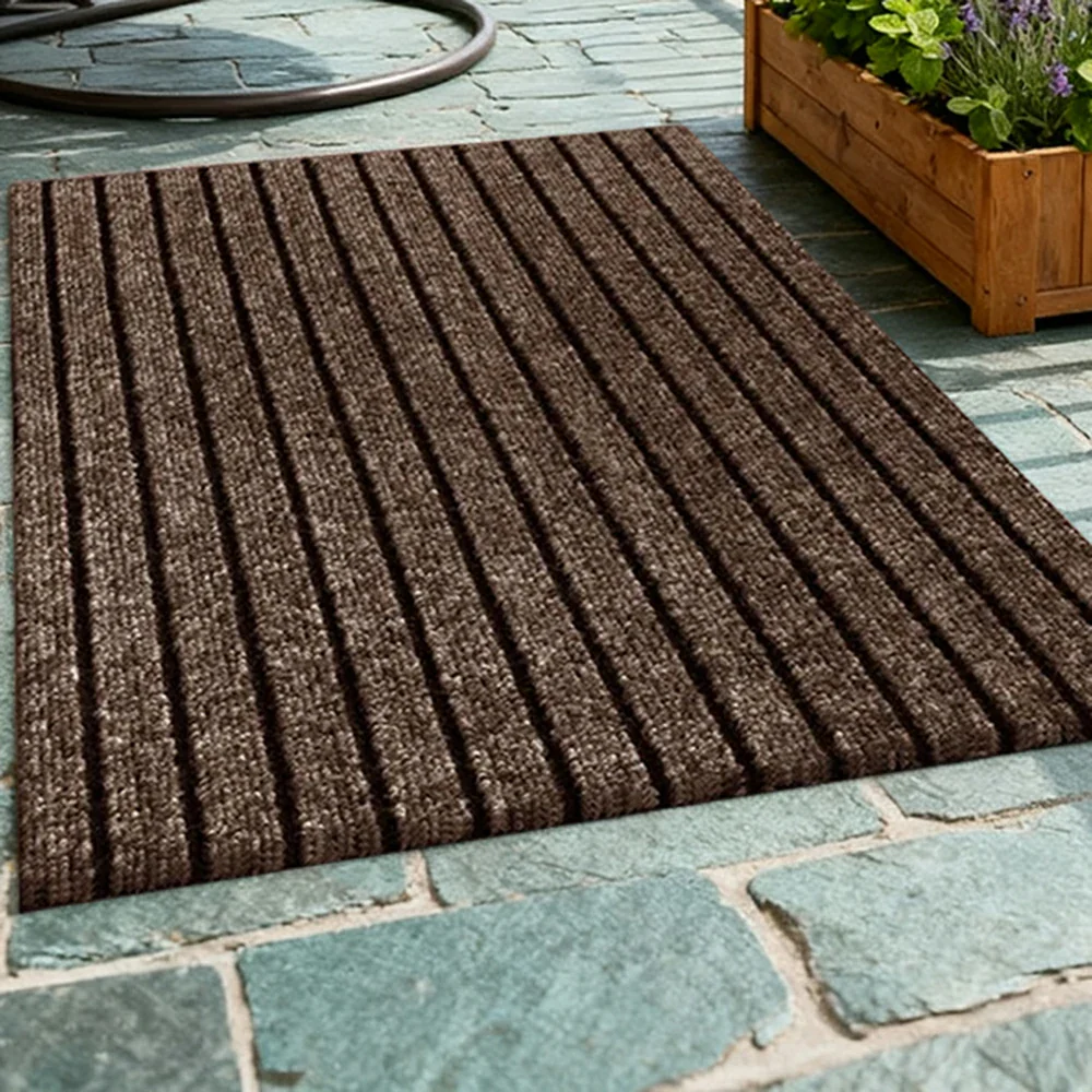 FITPRO Heavy-Duty Anti-Slip Absorbent Floor Mat 90/120/200cm - PP Soft Pile, TPE Odour-Free Backing, Dirt-Trapping Design - Coffee - Image 3