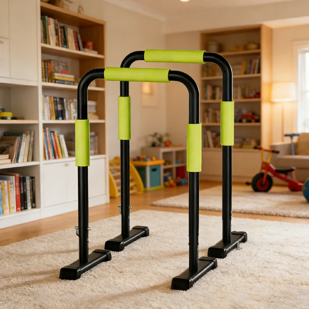 FITPRO Adjustable Dip Bars 81-116cm Height 250kg Capacity Foldable Freestanding Parallel Bars Home Gym Training - Image 2