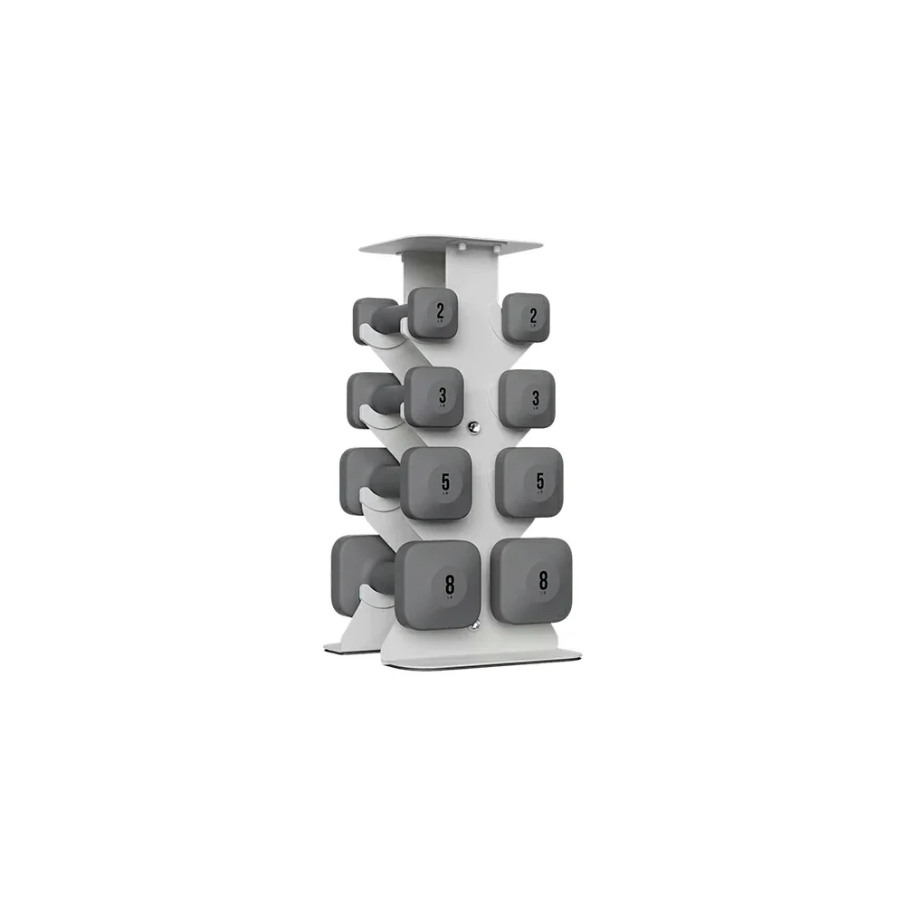 FITPRO Dumbbell Rack Set with 4 Pairs of Dumbbells and Vertical Storage for Small-Space Home Fitness - Beige&Grey