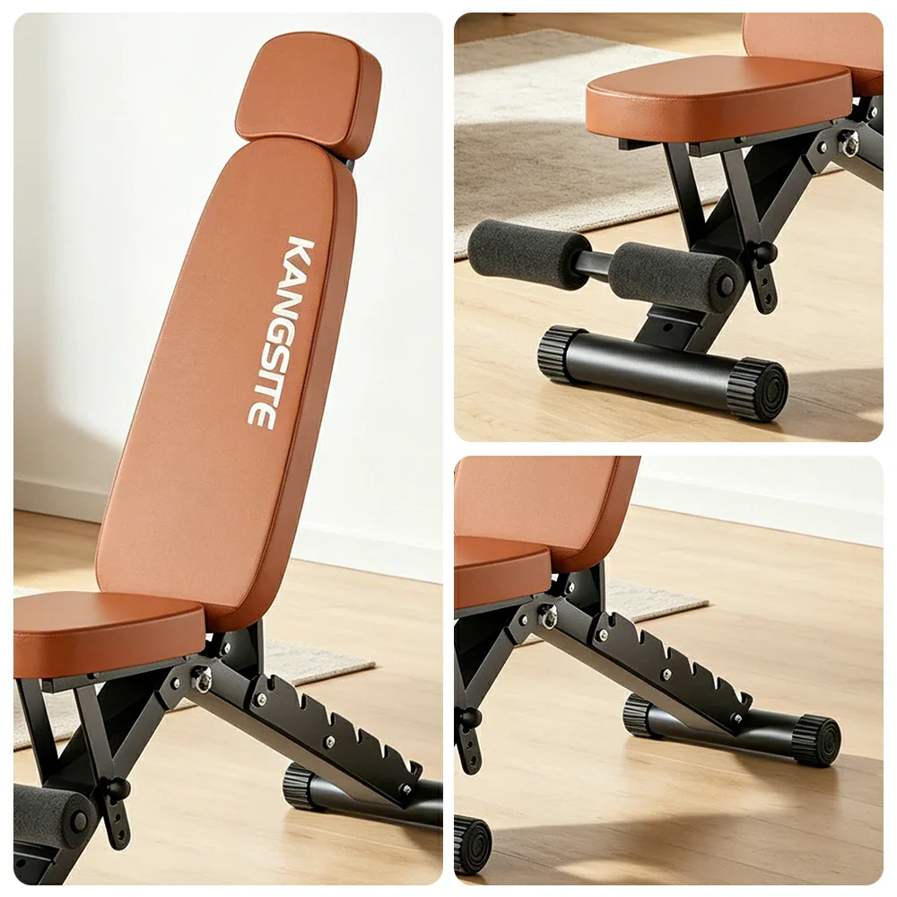 FITPRO Foldable Weight Bench No Assembly 500kg Capacity Adjustable Multi Function Home Gym Training - Brown - Image 3