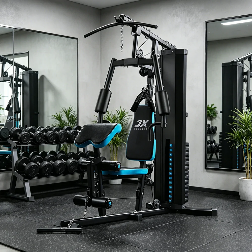 FITPRO Home Gym Multi-Functional Trainer 63KG Adjustable Weight Stack Full Body Workout Bedroom & Home Gym - Blue - Image 2