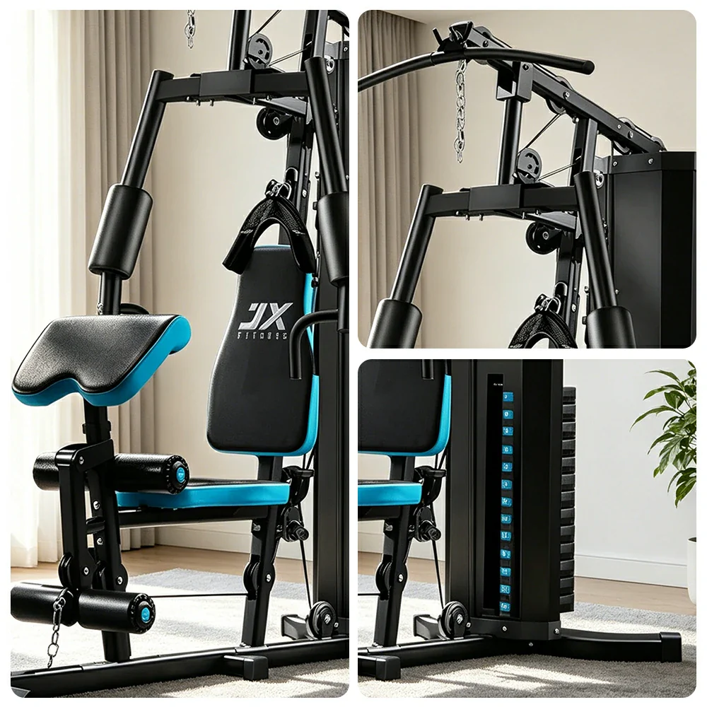 FITPRO Home Gym Multi-Functional Trainer 63KG Adjustable Weight Stack Full Body Workout Bedroom & Home Gym - Blue - Image 3