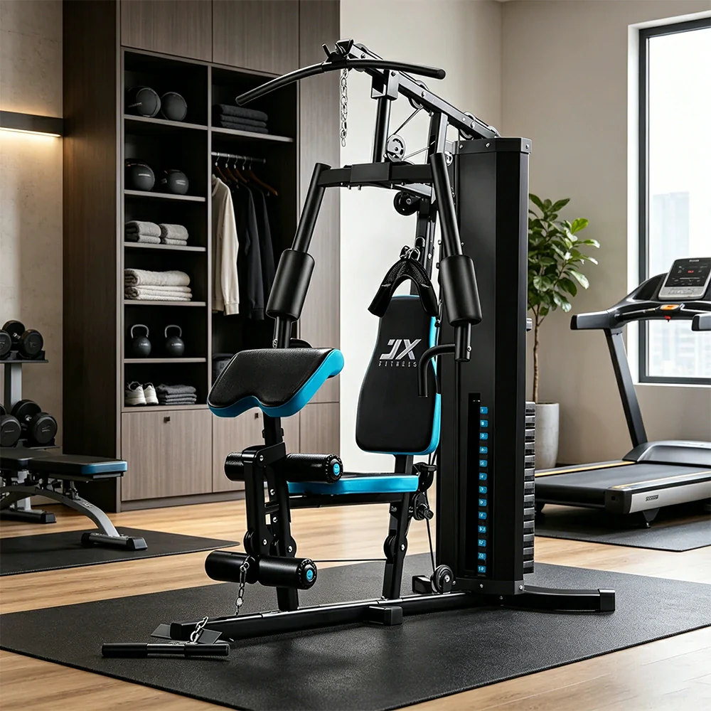 FITPRO Home Gym Multi-Functional Trainer 63KG Adjustable Weight Stack Full Body Workout Bedroom & Home Gym - Blue - Image 5