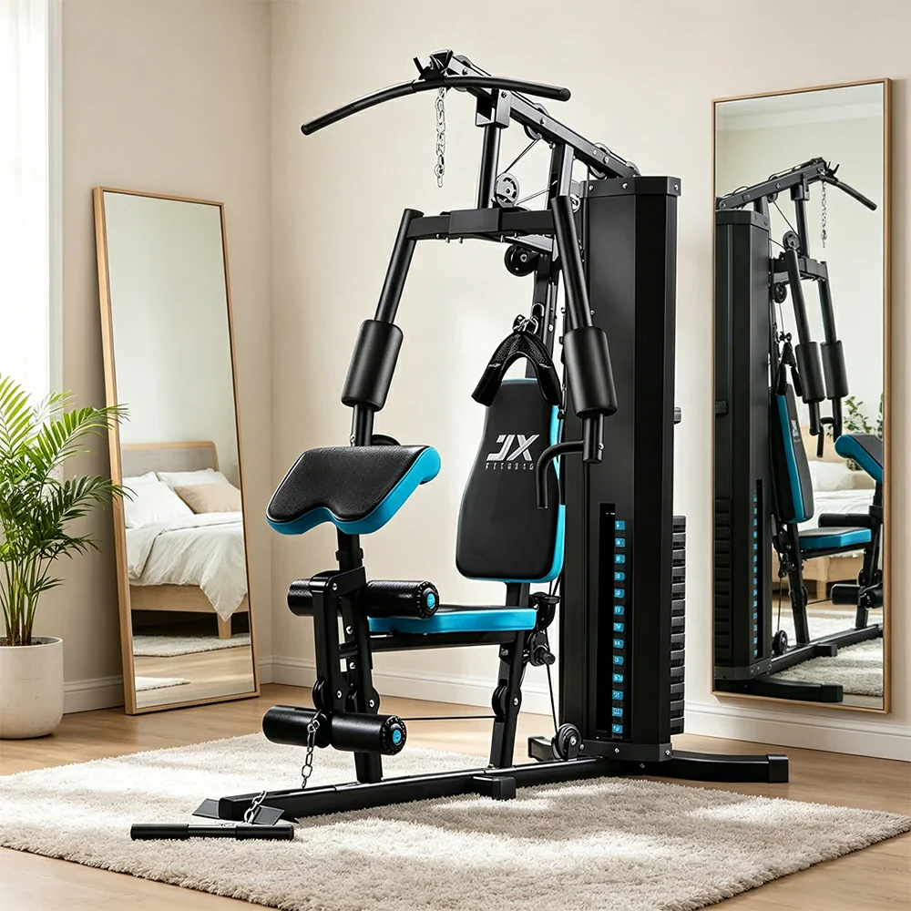 FITPRO Home Gym Multi-Functional Trainer 63KG Adjustable Weight Stack Full Body Workout Bedroom & Home Gym - Blue - Image 6