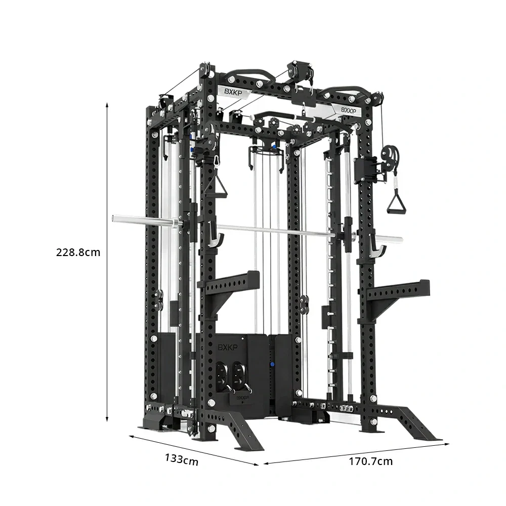FITPRO All-in-One Smith Multifunction Power Rack 3MM Steel Precision Pulley Full Body Strength Training Home Gym - Black - Image 6