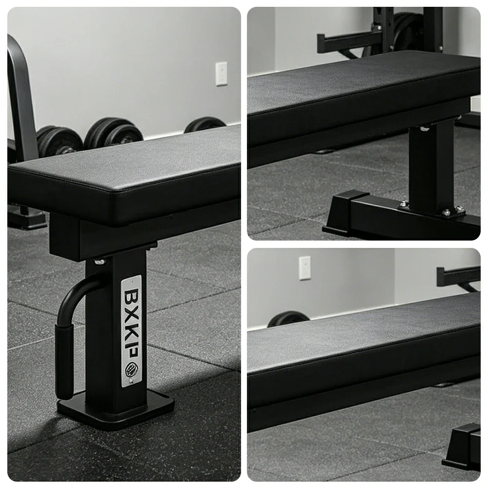 FITPRO Flat Weight Bench Heavy-Duty Steel 600KG Capacity Foldable Space-Saving Home Gym Bedroom Living Room - Black - Image 3