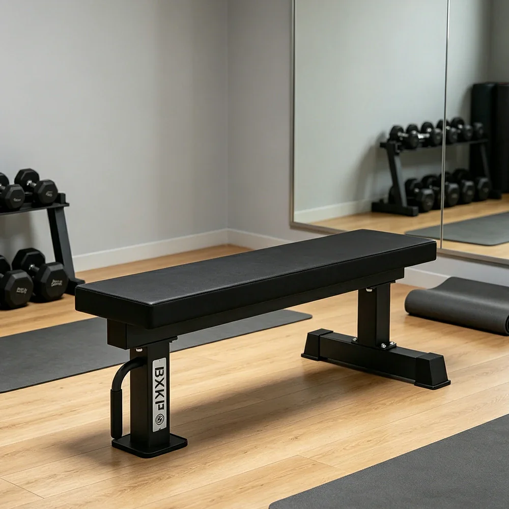 FITPRO Flat Weight Bench Heavy-Duty Steel 600KG Capacity Foldable Space-Saving Home Gym Bedroom Living Room - Black - Image 6