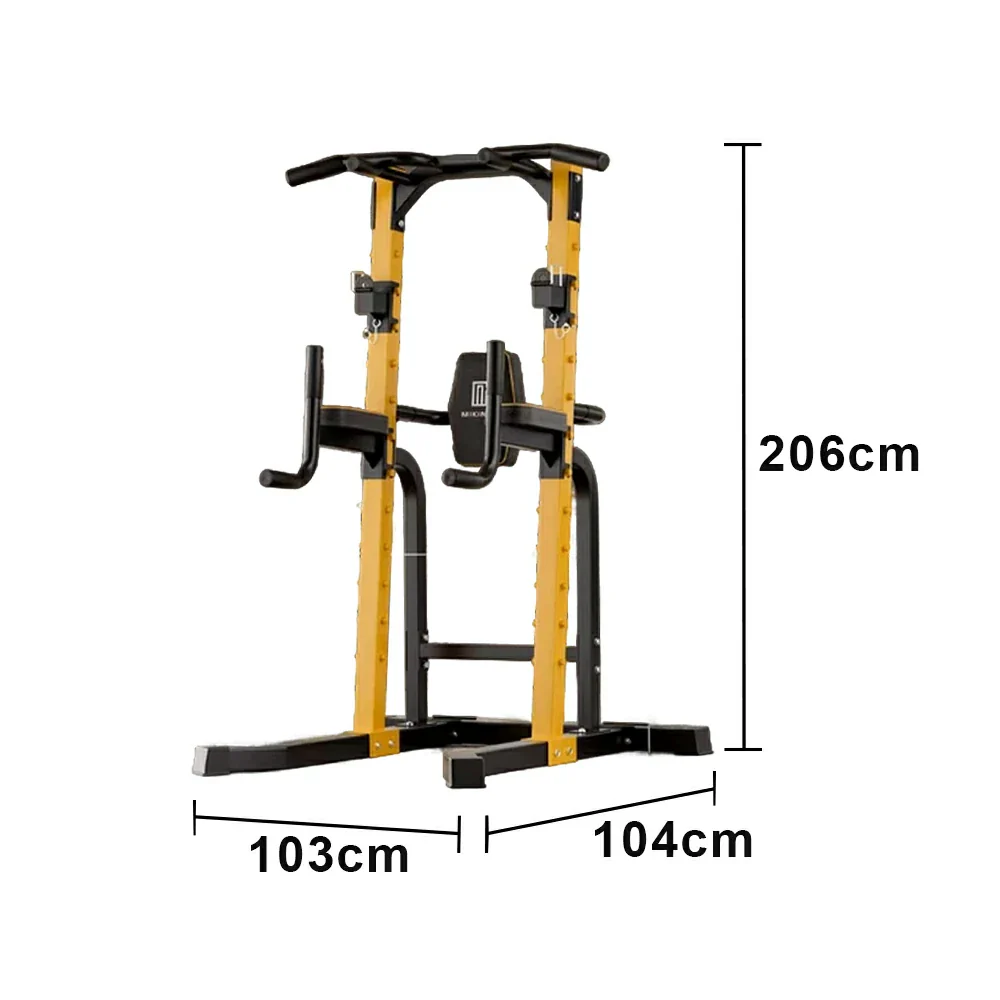 FITPRO Pull Up Station Multi-Function Training Heavy Duty Steel T-Base 206cm Home Gym Strength Equipment - Black&Yellow - Image 5