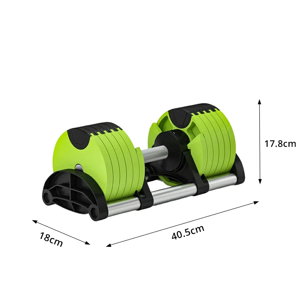 FITPRO Adjustable Dumbbell Set Quick Change Multi Weight Home Gym Compact Strength Training - Light Green - Image 8