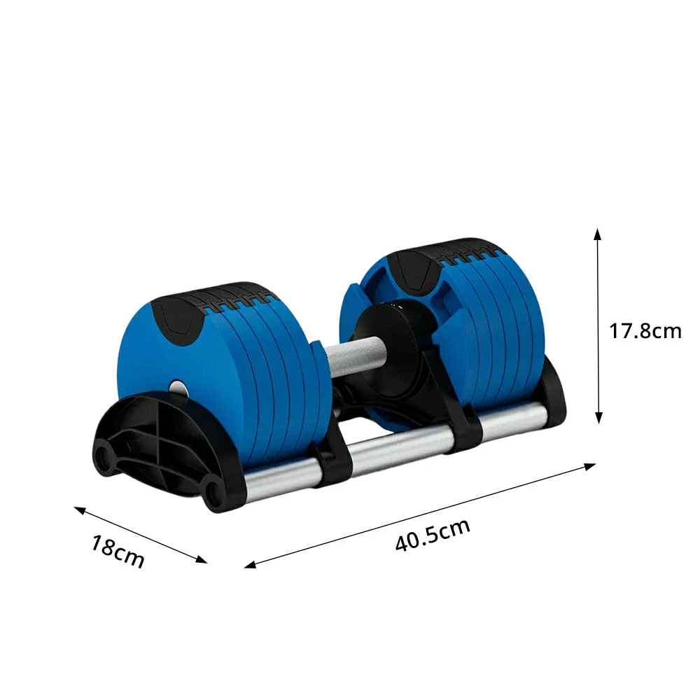 FITPRO Adjustable Dumbbell Set Quick Change Multi Weight Home Gym Compact Strength Training - Blue - Image 8