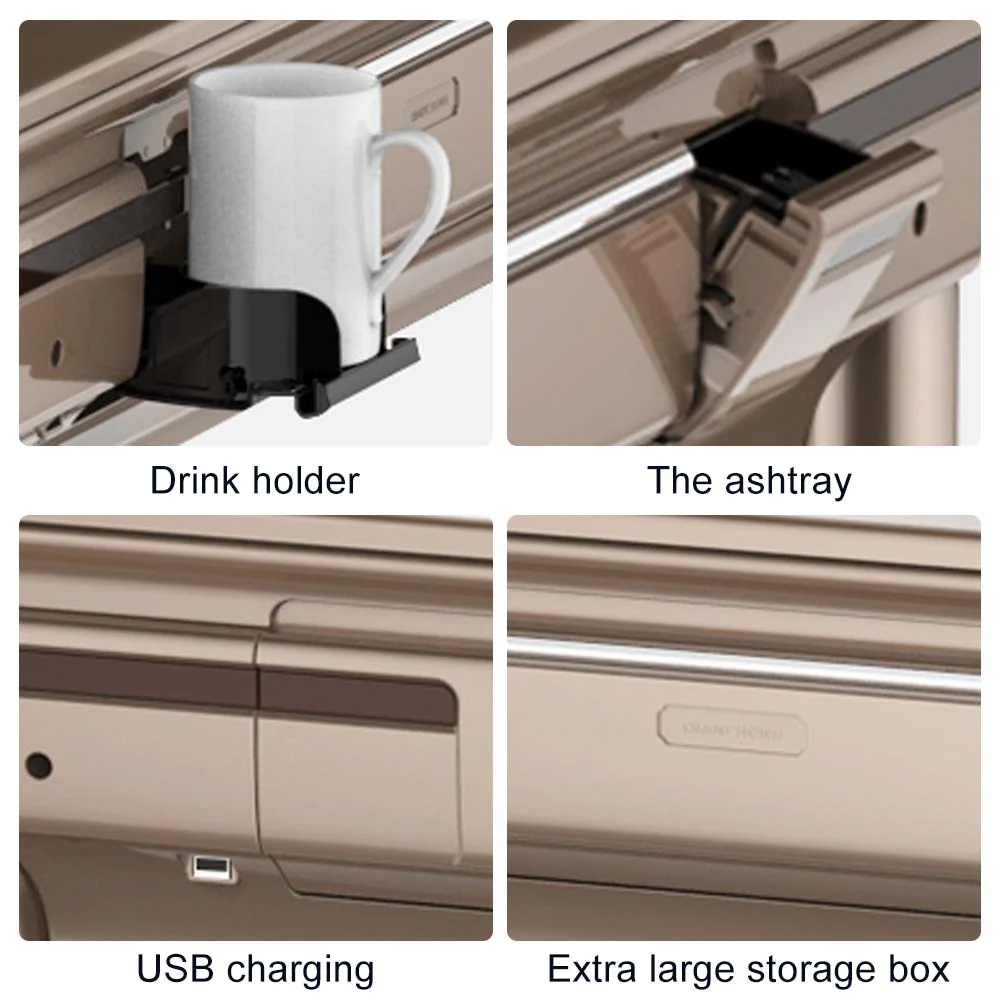 HEXJON Dining Table X7/ Automatic Mahjong Table with Cover, Cup Holders, Ashtrays, Storage Boxes, and USB Charging-Champagne - Image 3