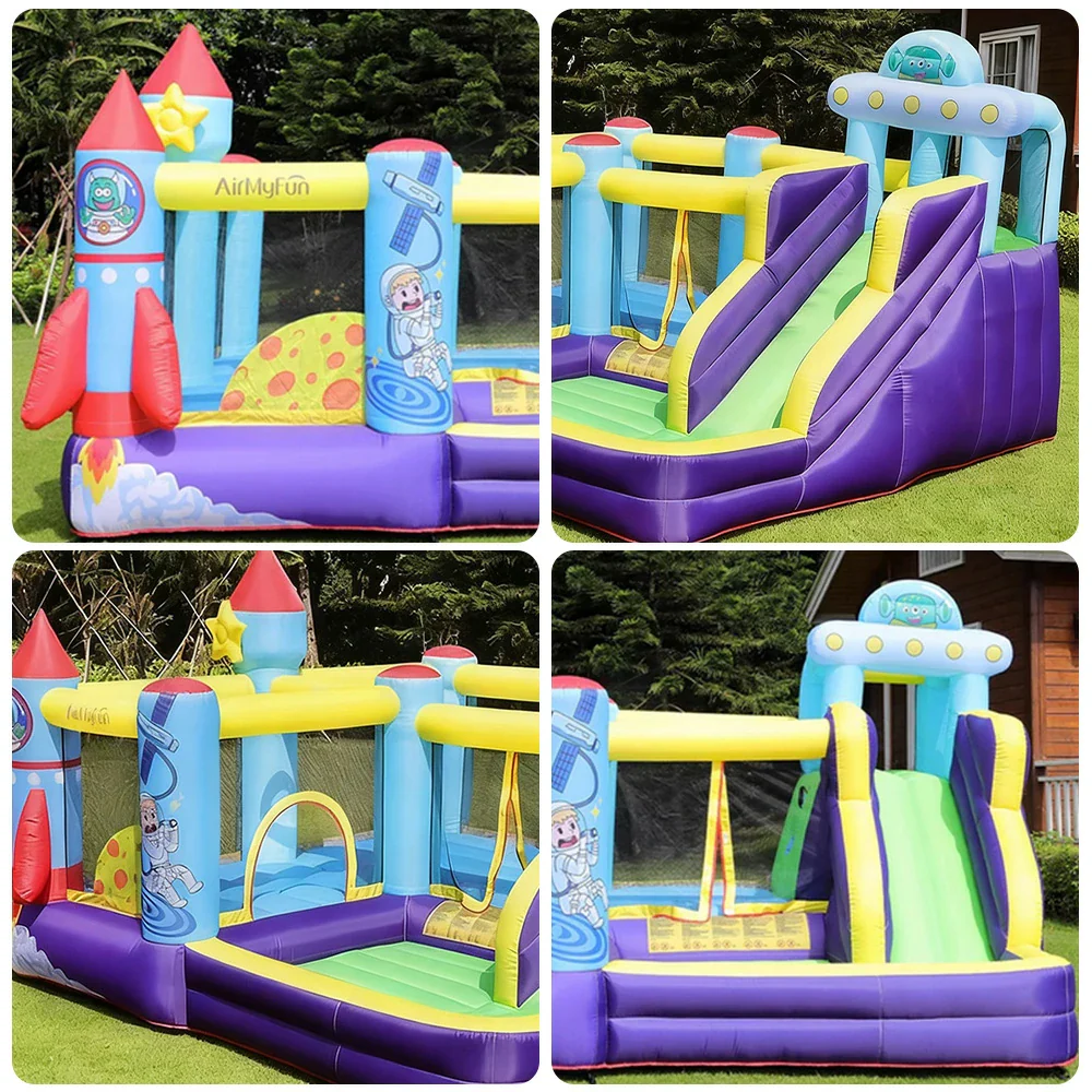 GAMEON Space Rocket Theme Bounce House PVC Inflatable Castle with Blower for Kids Outdoor Fun Playland - Image 3