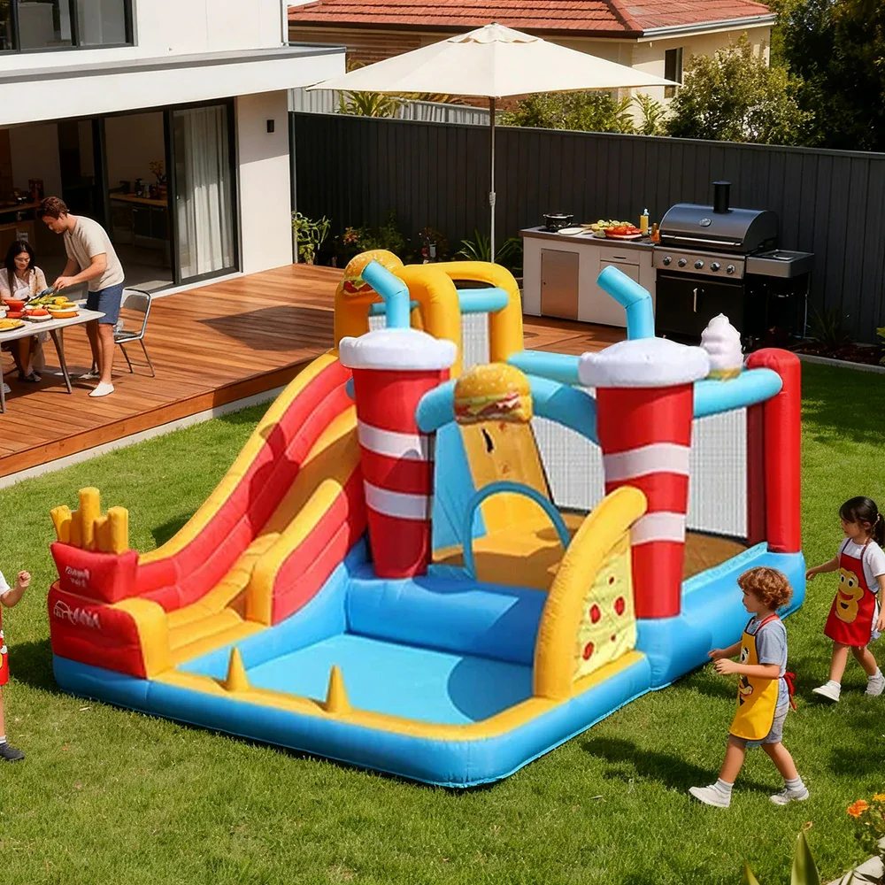 GAMEON Fries Theme Bounce House PVC Inflatable Castle with Blower for Kids Outdoor Fun Playland - Image 4