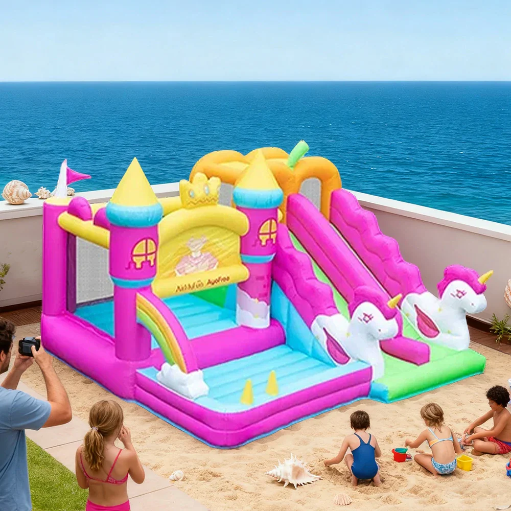 GAMEON Princess Castle Theme Bounce House PVC Inflatable Playland with Blower for Kids Outdoor Fun - Image 4