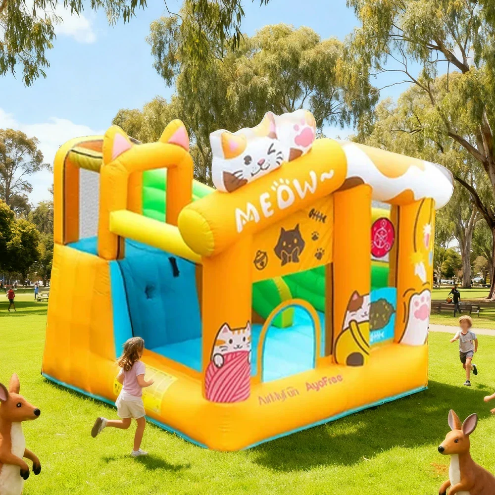 GAMEON Cat Theme Bounce House PVC Inflatable Castle with Blower for Kids Outdoor Fun Playland - Image 4