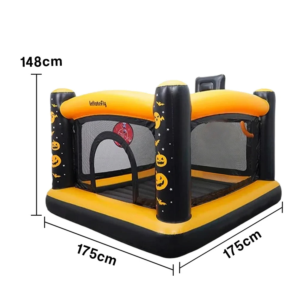 GAMEON Halloween Theme PVC Inflatable Bounce Castle with Blower - Black and Orange Design - Image 5