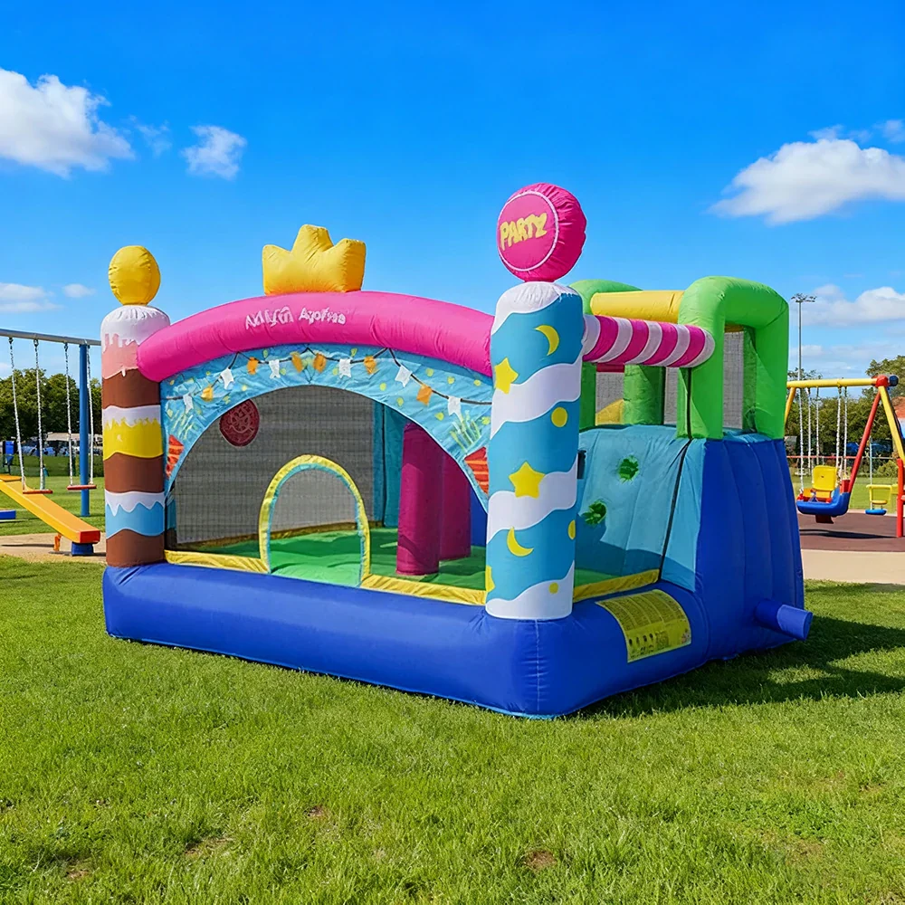 GAMEON Birthday Party Inflatable Bounce Castle PVC Build with Blower - Colorful Celebration Style - Image 4