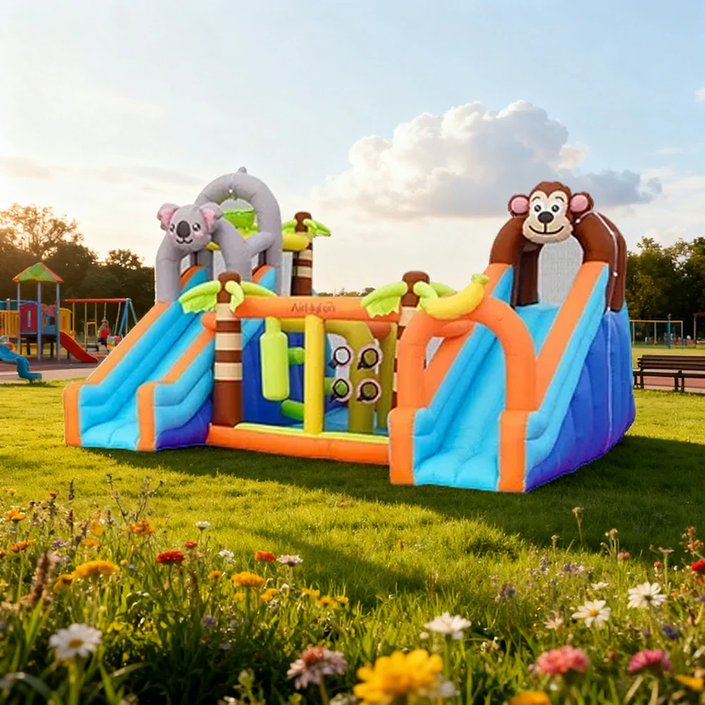 GAMEON Water Spray Zoo Theme Inflatable Bounce Castle PVC Build with Blower - Animal Park Design - Image 2
