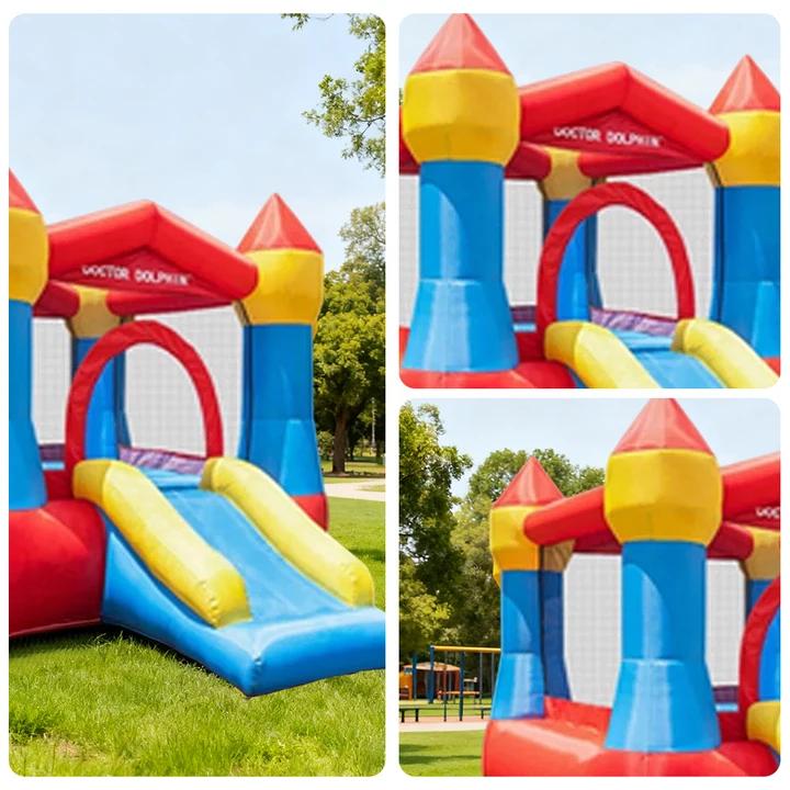GAMEON Inflatable Bounce Castle PVC Build with Blower - Classic Red-Blue Home Castle Slide Style - Image 3