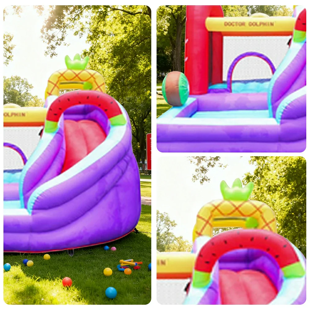 GAMEON Inflatable Bounce Castle - PVC Build with Blower, Fruit Castle Theme with Slide - Image 3