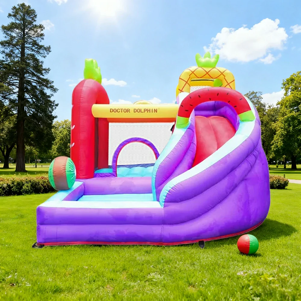 GAMEON Inflatable Bounce Castle - PVC Build with Blower, Fruit Castle Theme with Slide - Image 4