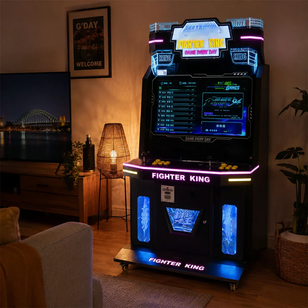 GAMEON Fighter King Arcade Machine - Dual Player Fighting Game Cabinet with Joystick Controls, HD Display & Coin Operation for Commercial Entertainment - Black - Image 5