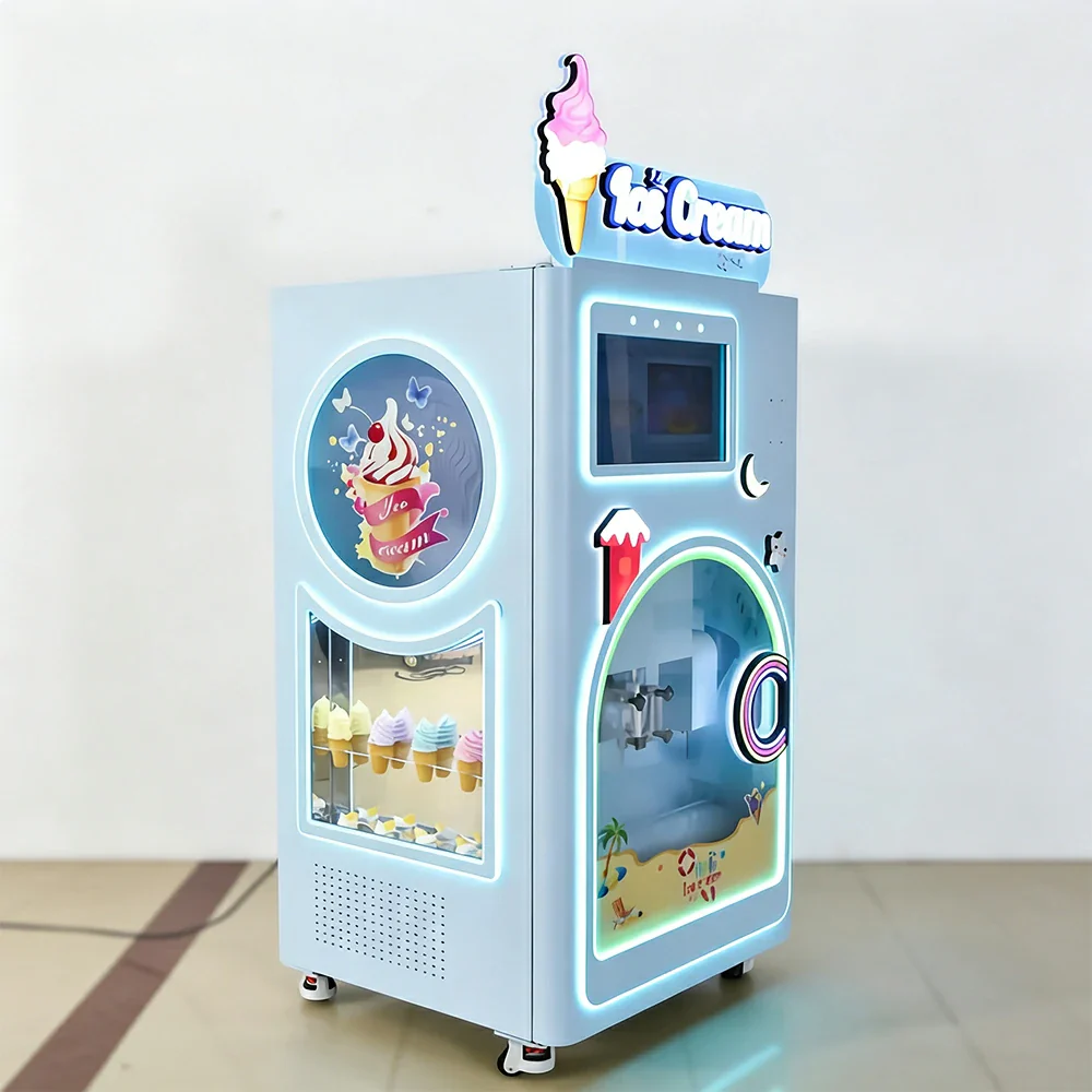GAMEON Automatic Ice Cream Machine - Smart Self-Service Dessert Vending Machine with Touch Screen, Multiple Flavours & Payment Options for Commercial Use - White - Image 5