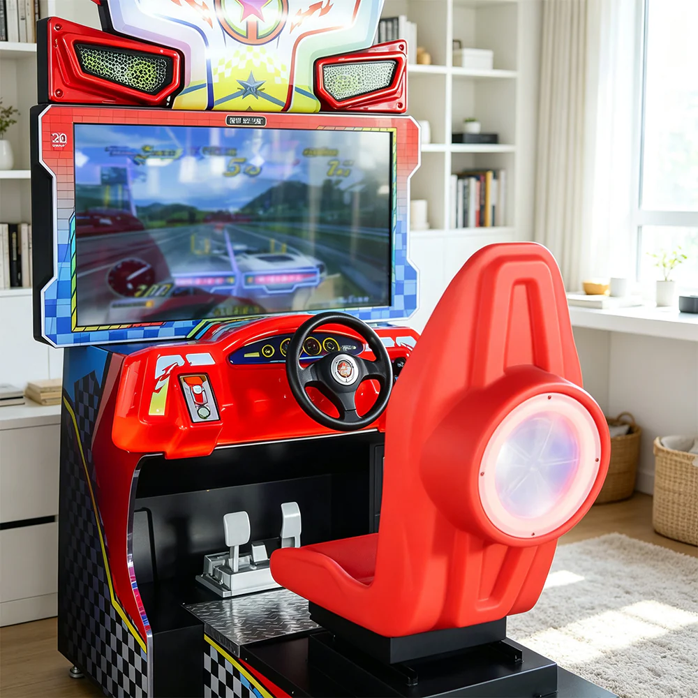 GAMEON Racing Simulator Machine - Coin Operated Arcade Driving Game with HD Display, Racing Seat & Interactive Control System for Entertainment Venues - Red - Image 5