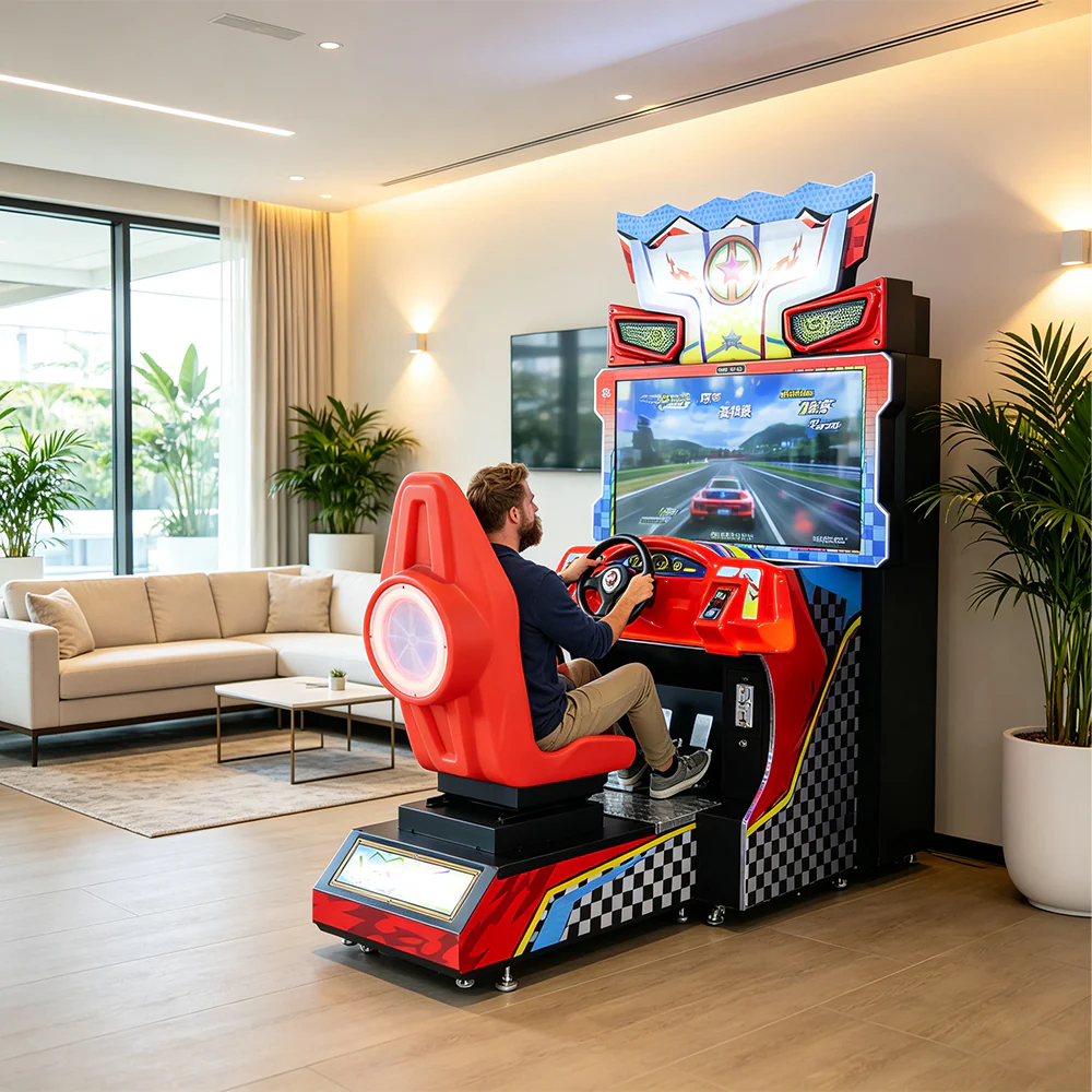 GAMEON Racing Simulator Machine - Coin Operated Arcade Driving Game with HD Display, Racing Seat & Interactive Control System for Entertainment Venues - Red - Image 6