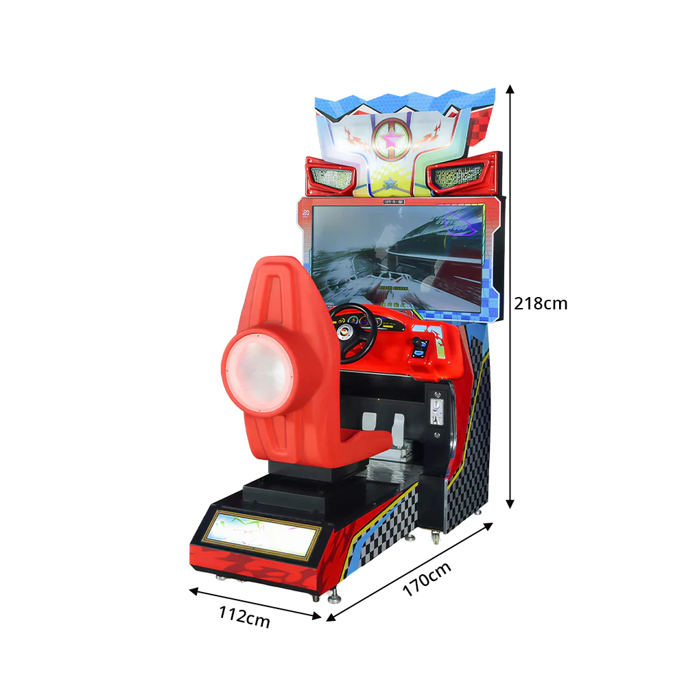 GAMEON Racing Simulator Machine - Coin Operated Arcade Driving Game with HD Display, Racing Seat & Interactive Control System for Entertainment Venues - Red - Image 7